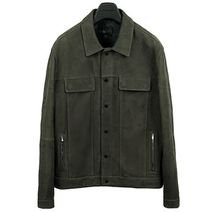 Trucker Leather Jacket - Nubuck <p> Khaki